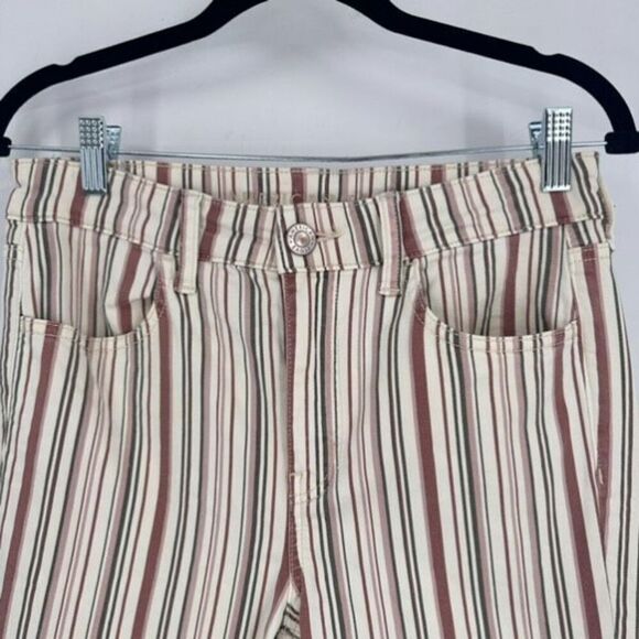 American Eagle‎ Outfitters Women's Striped Skinny Jeans Off White Red Size 8 - Picture 7 of 13